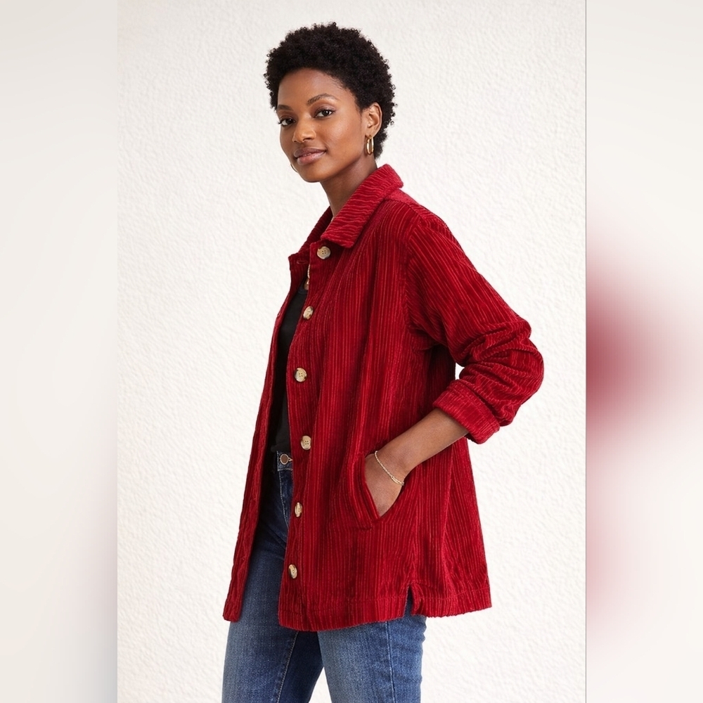 Dressbarn Woman Red Corduroy Jacket Shacket Plus Size 18 20W